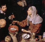 Diego Velazquez gammal kvinna tillagar agg Germany oil painting artist